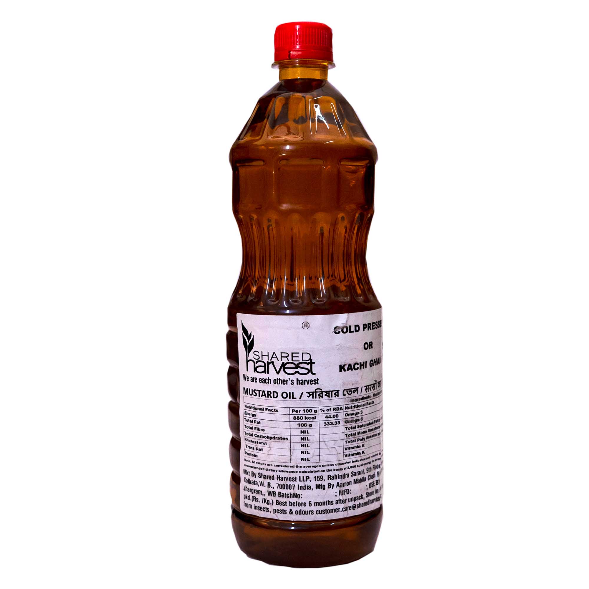 Shared Harvest Traditional Pure Unrefined Kachi Ghani Mustad Oil (Cold Pressed) – 1 L (Bottle)
